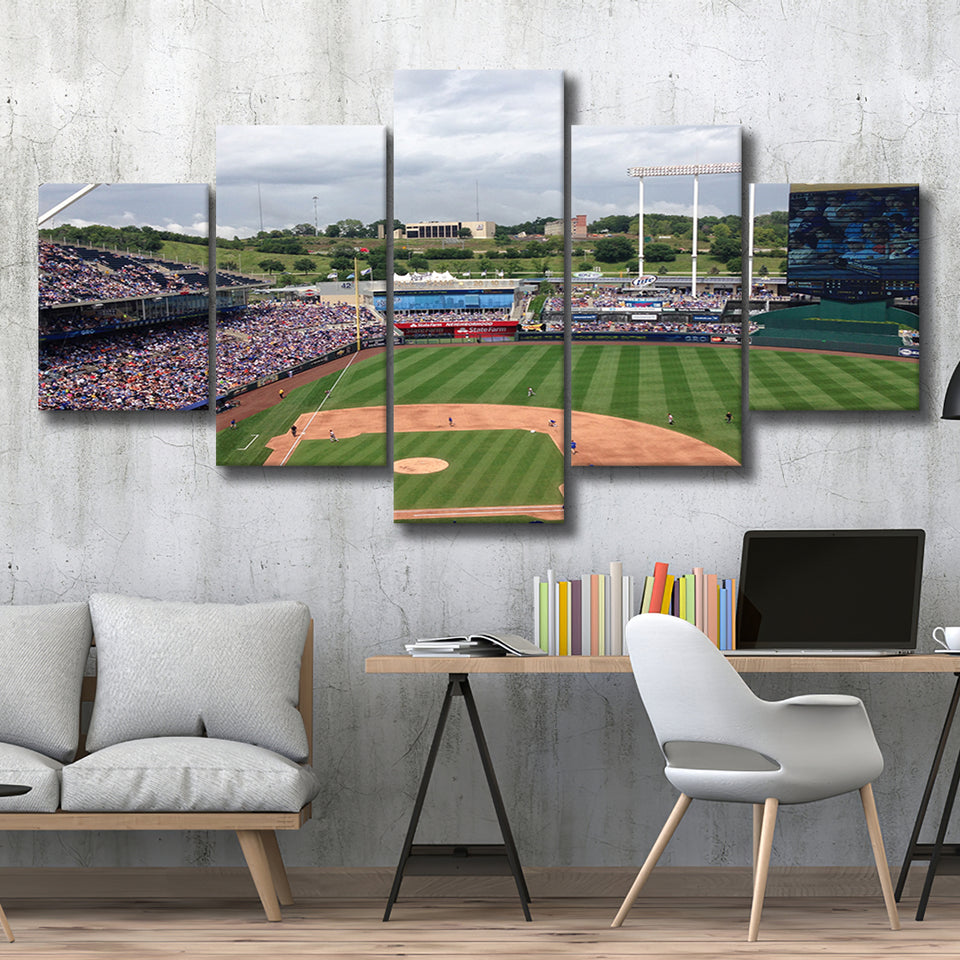 Kauffman Stadium Interleague, Stadium Canvas, Sport Art, Large Canvas, Multi Panels, Canvas Prints Wall Art Decor