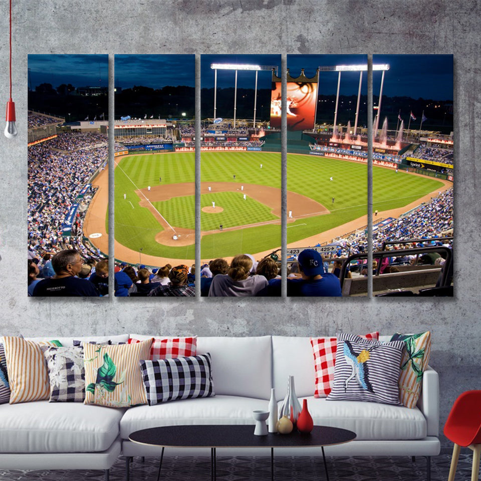Kauffman Stadium Kansas City 5 Pieces B Canvas Prints Wall Art - Painting Canvas, Multi Panels,5 Panel, Wall Decor