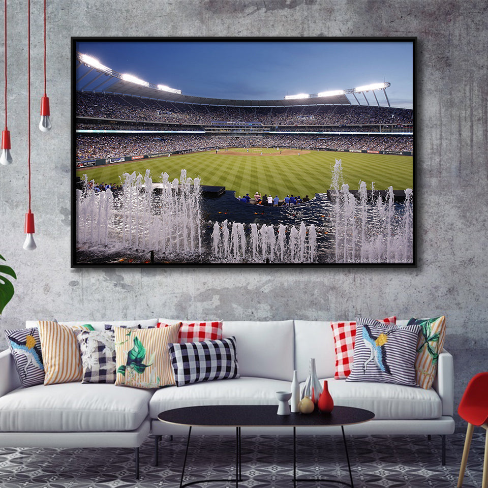 Kauffman Stadium in Kansas City, Stadium Canvas, Sport Art, Gift for him, Framed Canvas Prints Wall Art Decor, Framed Picture