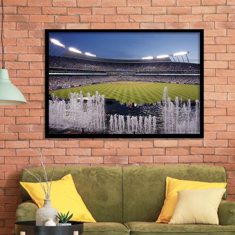 Kauffman Stadium in Kansas City, Stadium Canvas, Sport Art, Gift for him, Framed Art Prints Wall Art Decor, Framed Picture