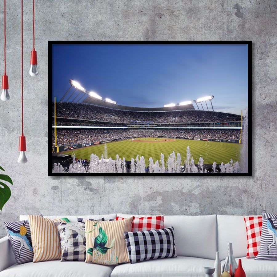Kauffman Stadium In Kansas City Framed Art Prints Wall Decor - Painting Prints, Wall Art, Framed Picture, Black Frame