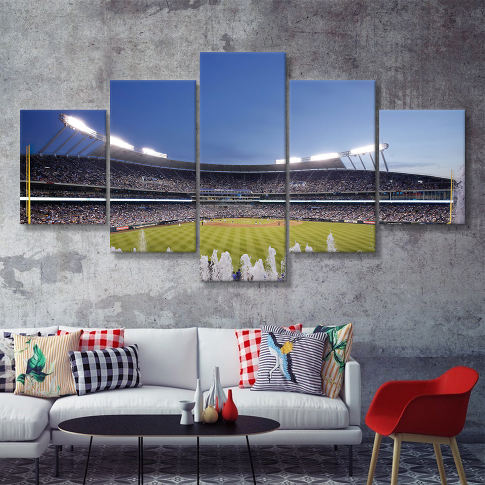 Kauffman Stadium In Kansas City 5 Pieces Canvas Prints Wall Art - Painting Canvas, Multi Panel, Wall Decor, Canvas Art