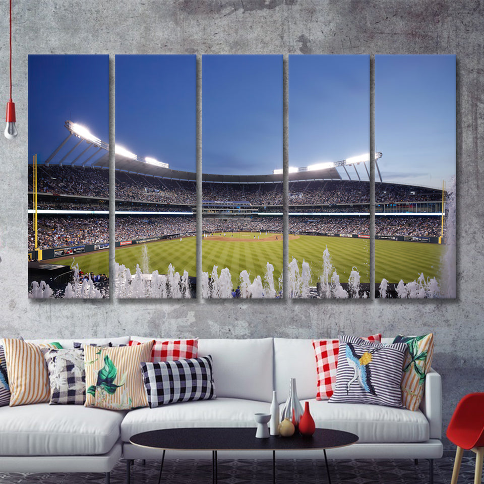 Kauffman Stadium In Kansas City 5 Pieces B Canvas Prints Wall Art - Painting Canvas, Multi Panel, Wall Decor, Canvas Art