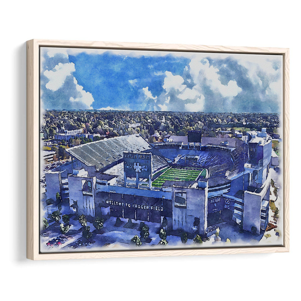Kentucky Wildcats Kroger Field Watercolor, Sport Art Prints Fan Gift, Framed Canvas Prints Wall Art Decor