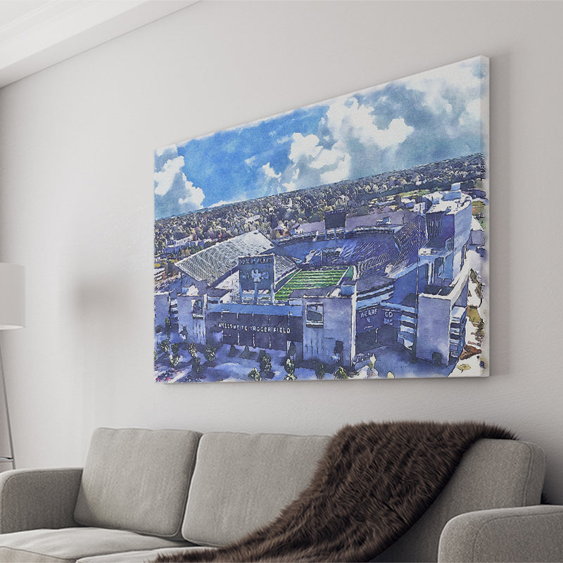 Kentucky Wildcats Kroger Field Watercolor, Sport Art Prints Fan Gift, Canvas Prints Wall Art Decor