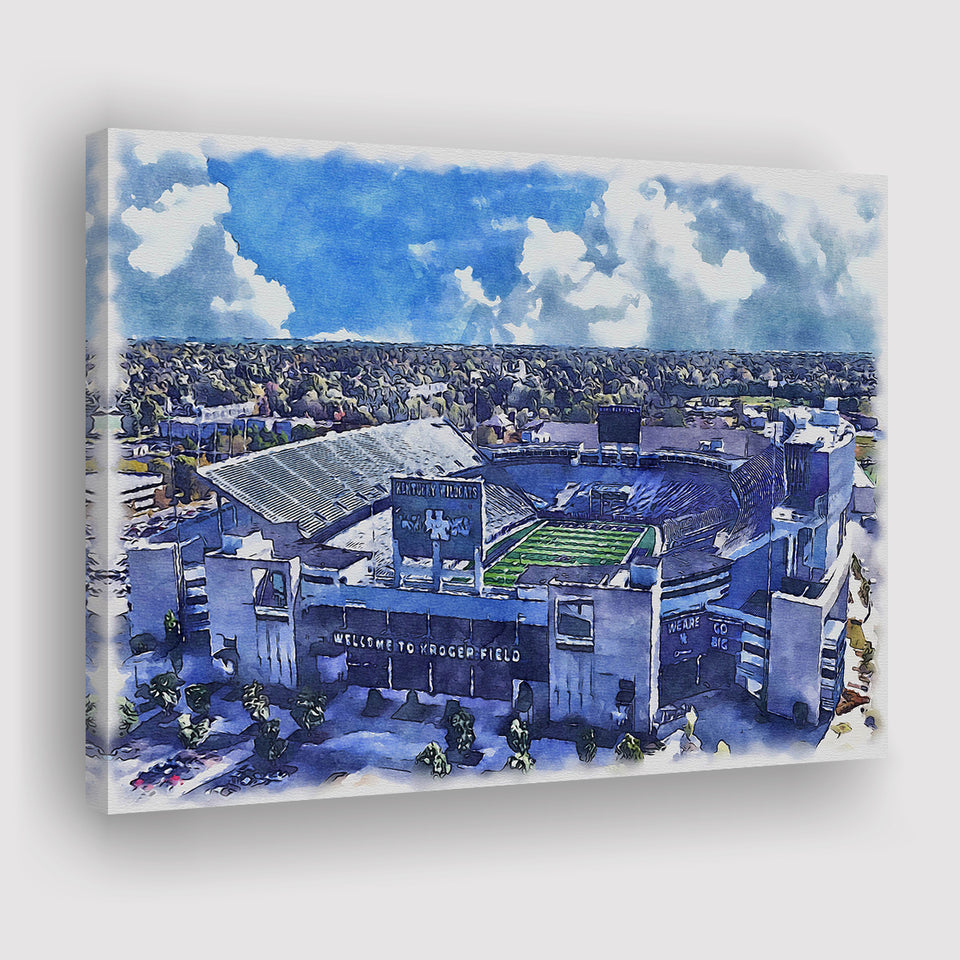 Kentucky Wildcats Kroger Field Watercolor, Sport Art Prints Fan Gift, Canvas Prints Wall Art Decor
