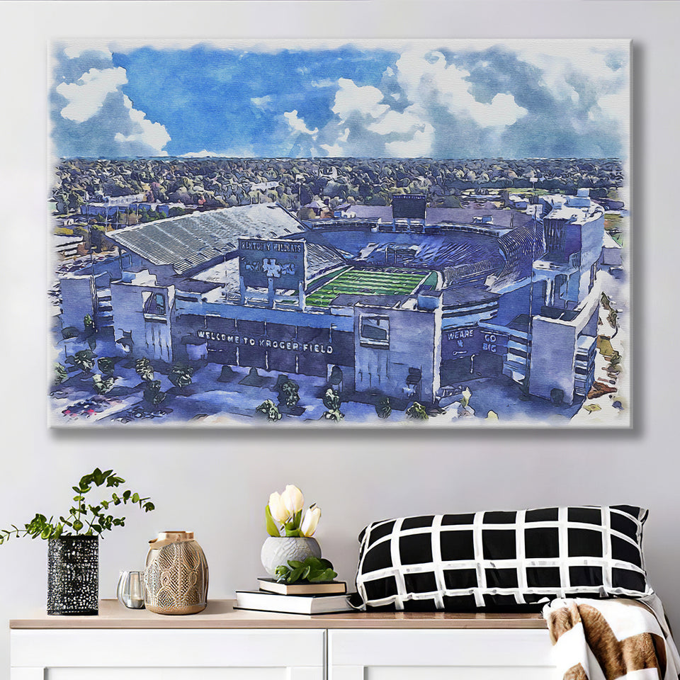 Kentucky Wildcats Kroger Field Watercolor, Sport Art Prints Fan Gift, Canvas Prints Wall Art Decor