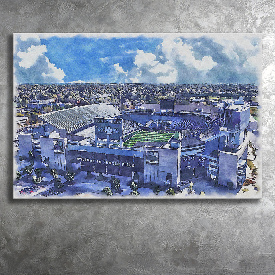 Kentucky Wildcats Kroger Field Watercolor, Sport Art Prints Fan Gift, Canvas Prints Wall Art Decor