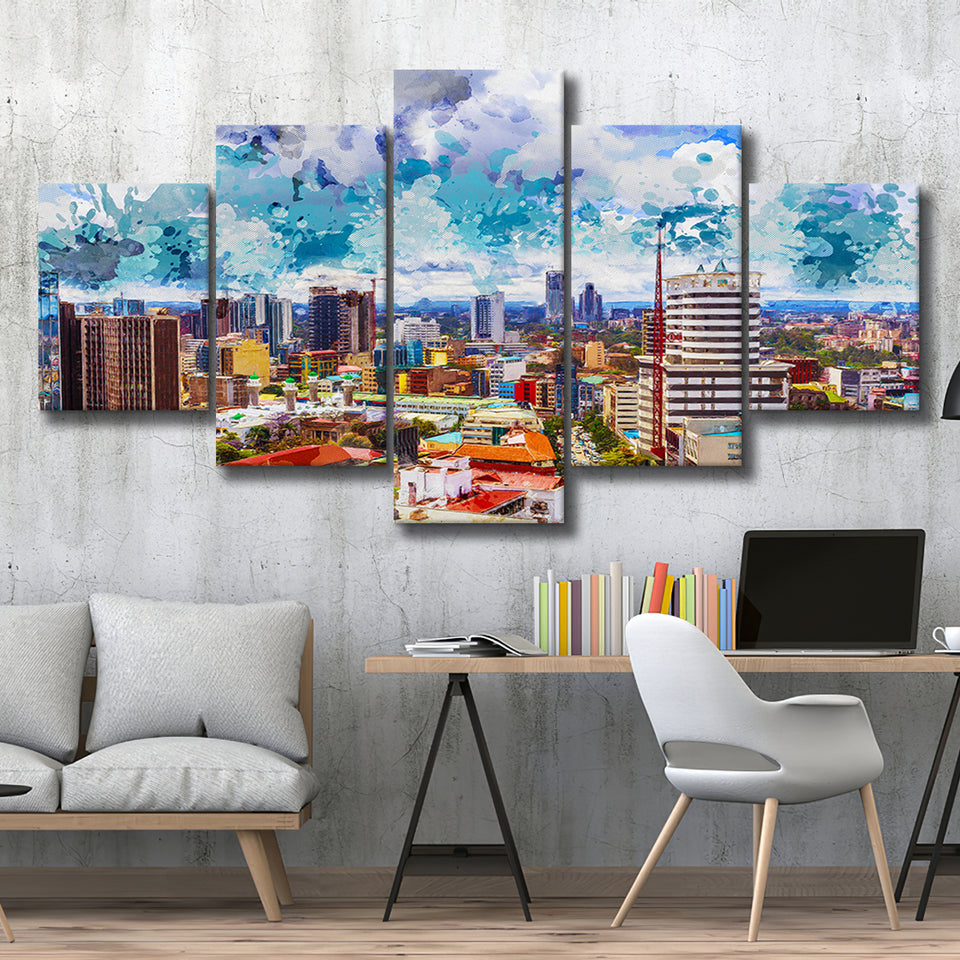 Kenya 5 Pieces Canvas Prints Wall Art Decor - Painting Canvas, Mixed Canvas, Multi Panels