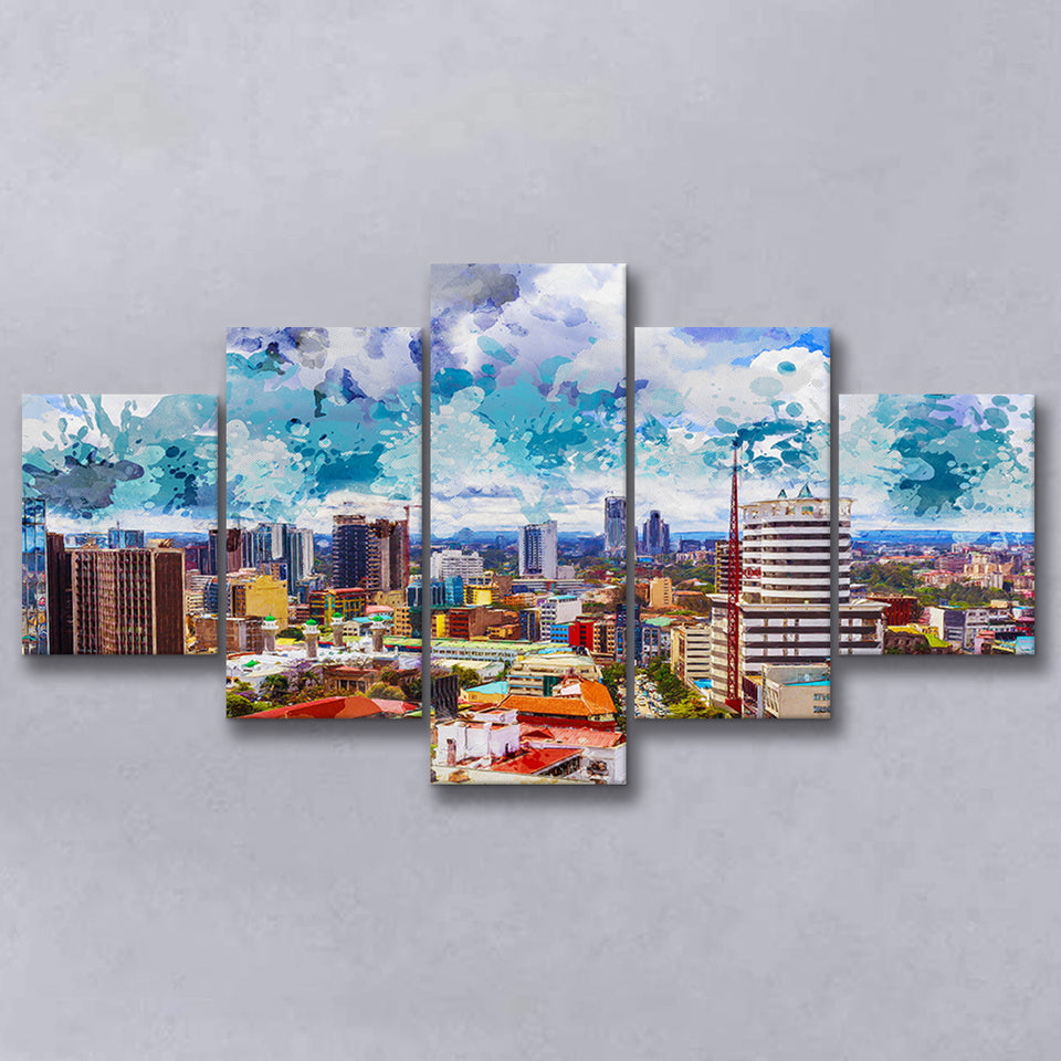Kenya 5 Pieces Canvas Prints Wall Art Decor - Painting Canvas, Mixed Canvas, Multi Panels