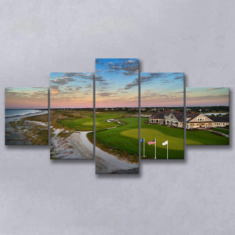 Kiawah Island Golf Resort Ocean Course Kiawah Island, South Carolina, Golf Art Print, 5 Panels Canvas Prints Wall Art Decor