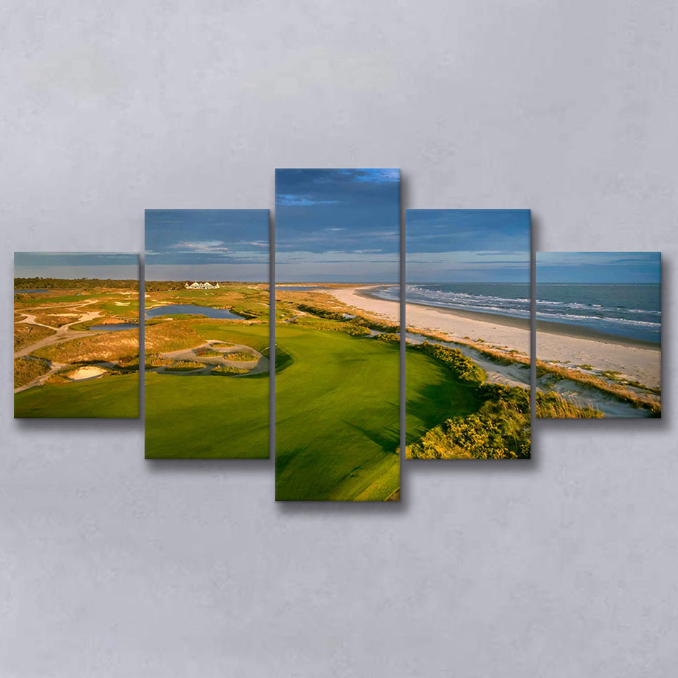 Kiawah Island Golf Resort Ocean Course Kiawah Island, South Carolina 1, Golf Art Print, 5 Panels Canvas Prints Wall Art