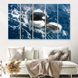 Killer Whale Closer Up In Ocean 5 Pieces B Canvas Prints Wall Art - Painting Canvas, Multi Panel, Wall Decor, Canvas Art