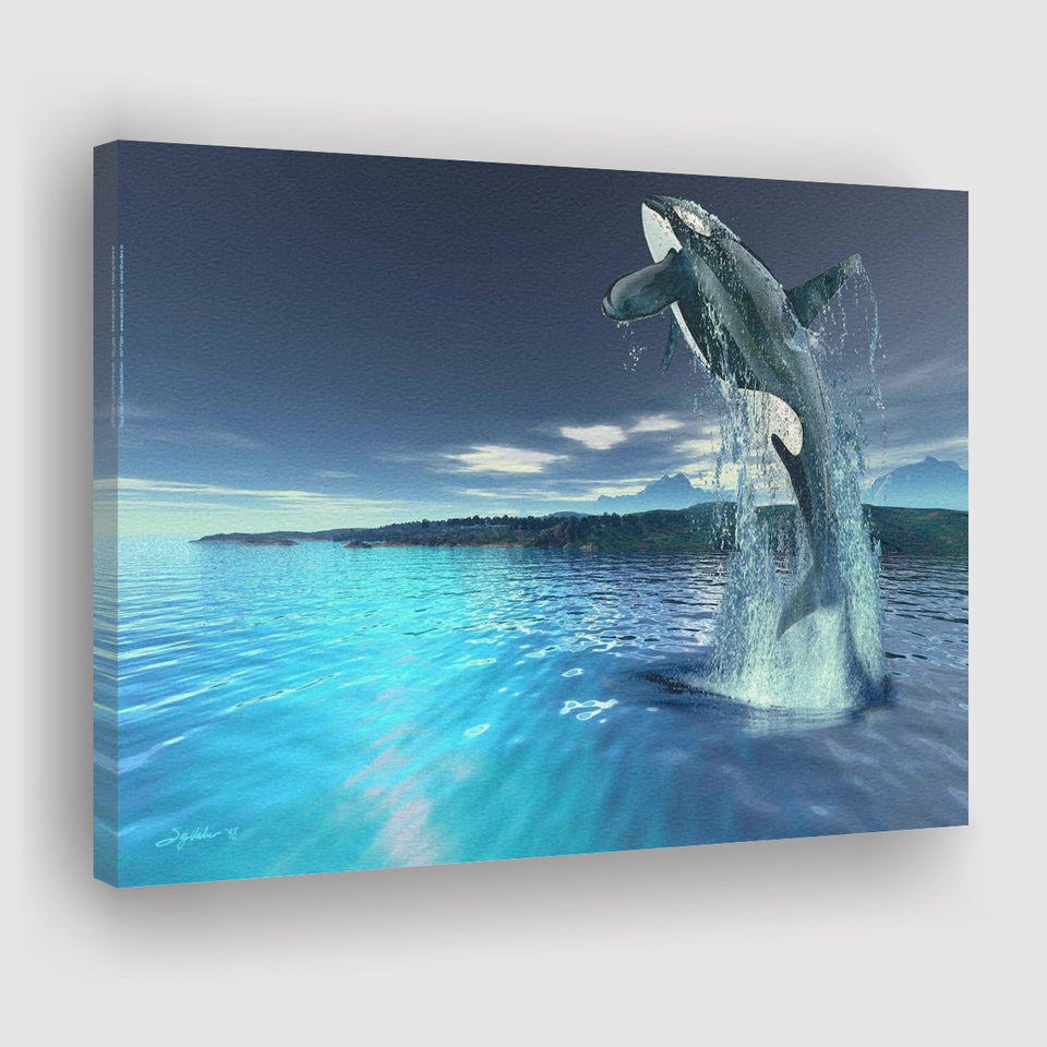 Killer Whale In Ocean Canvas Prints Wall Art - Painting Canvas, Home Wall Decor, Painting Prints, For Sale