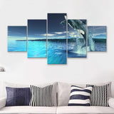 Killer Whale In Ocean  5 Pieces Canvas Prints Wall Art - Painting Canvas, Multi Panels, 5 Panel, Wall Decor