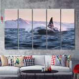 Killer Whale Sunset Dangerous Animal 5 Pieces B Canvas Prints Wall Art - Painting Canvas, Multi Panel, Wall Decor, Canvas Art