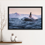 Killer Whale Sunset Dangerous Animal Framed Canvas Prints Wall Art - Painting Canvas, Wall Decor, Canvas Art, Floating Frame