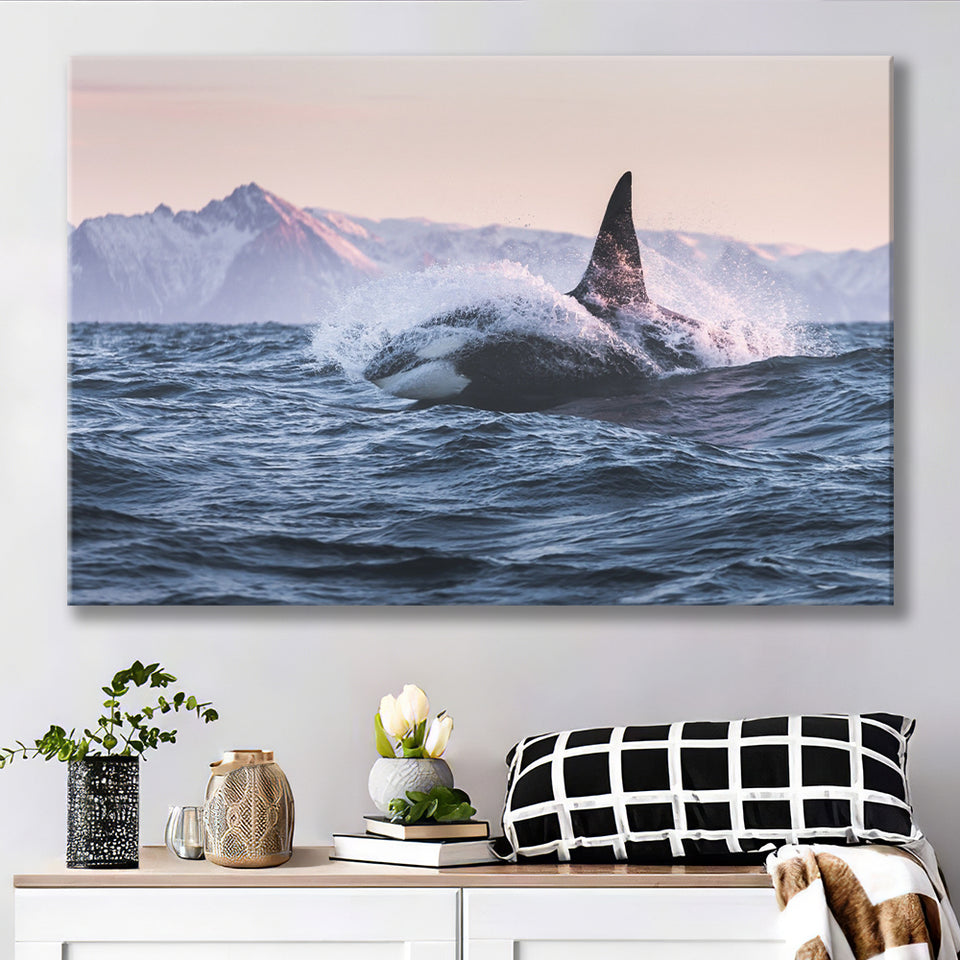 Killer Whale Sunset Dangerous Animal Canvas Prints Wall Art - Painting Canvas, Wall Decor, Canvas Art, For Sale