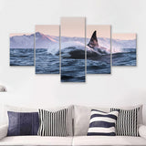 Killer Whale Sunset Dangerous Animal 5 Pieces Canvas Prints Wall Art - Painting Canvas, Multi Panel, Wall Decor, Canvas Art