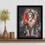 King Of Jungle Graffiti Art Colorful Framed Canvas Prints Wall Art Decor - Painting Canvas, Floating Frame, Framed Picture