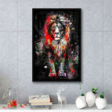 King Of Jungle Graffiti Art Colorful Framed Canvas Prints Wall Art Decor - Painting Canvas, Floating Frame, Framed Picture