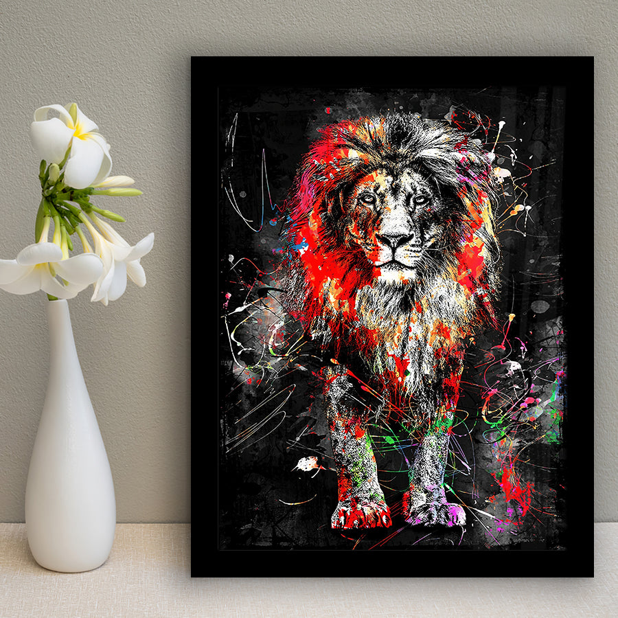 King Of Jungle Graffiti Art Colorful Framed Art Print Wall Decor - Painting Art, Wall Art, Framed Picture, Black Frame