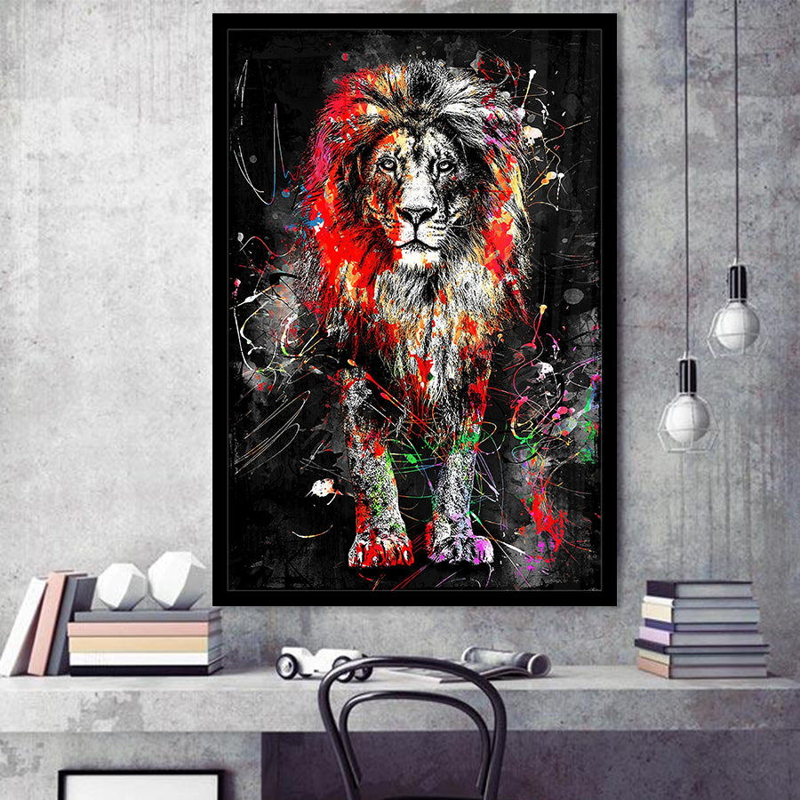 King Of Jungle Graffiti Art Colorful Framed Art Print Wall Decor - Painting Art, Wall Art, Framed Picture, Black Frame