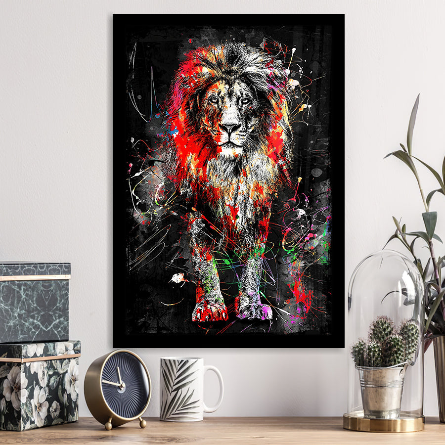 King Of Jungle Graffiti Art Colorful Framed Art Print Wall Decor - Painting Art, Wall Art, Framed Picture, Black Frame