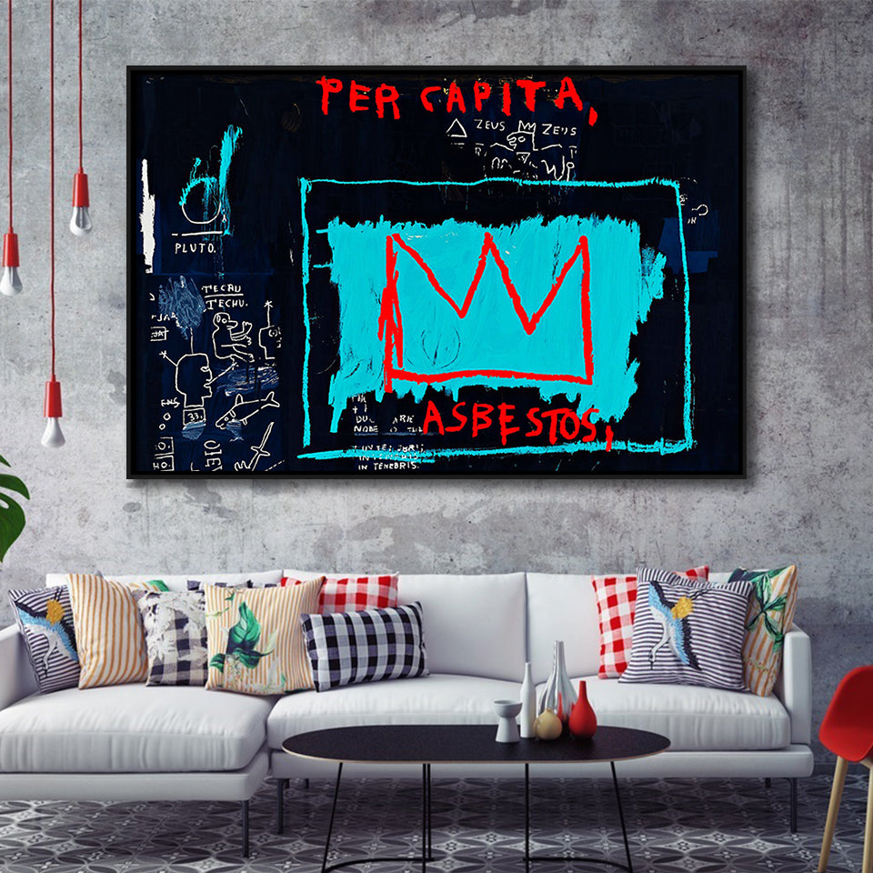 King Of Street Art Urban Graffiti Framed Canvas Prints Wall Art Home Decor - Painting Canvas, Black Frame, Framed Picture