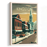 Kingston Canada Retro Art Print, Large Canvas, Framed Canvas Print Wall Art Home Decor, Floating Frame