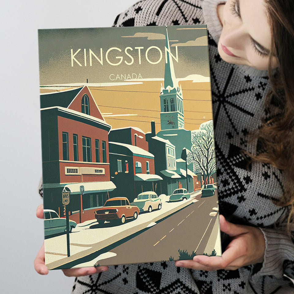 Kingston Canada Retro Art Print ,City Art Print, Large Canvas, Canvas Print Wall Art Home Decor