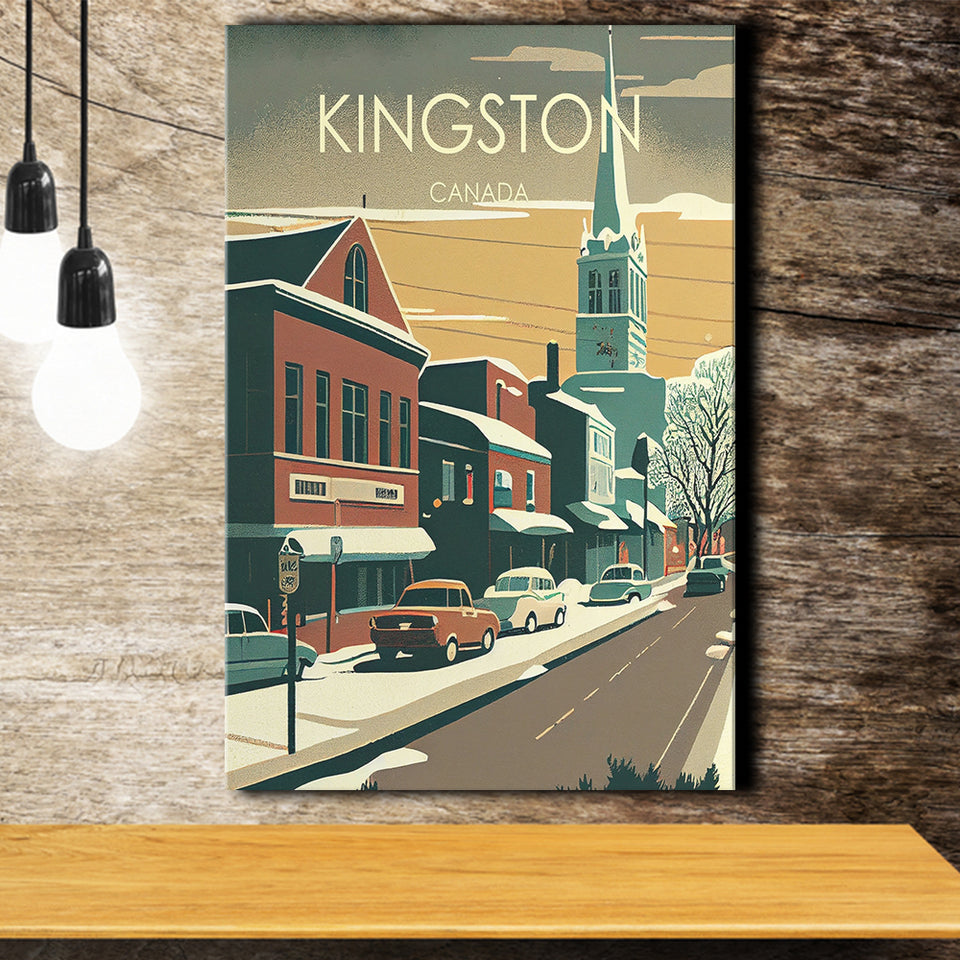Kingston Canada Retro Art Print ,City Art Print, Large Canvas, Canvas Print Wall Art Home Decor