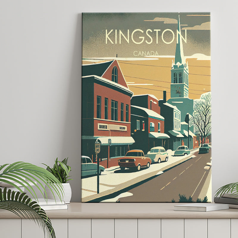 Kingston Canada Retro Art Print ,City Art Print, Large Canvas, Canvas Print Wall Art Home Decor