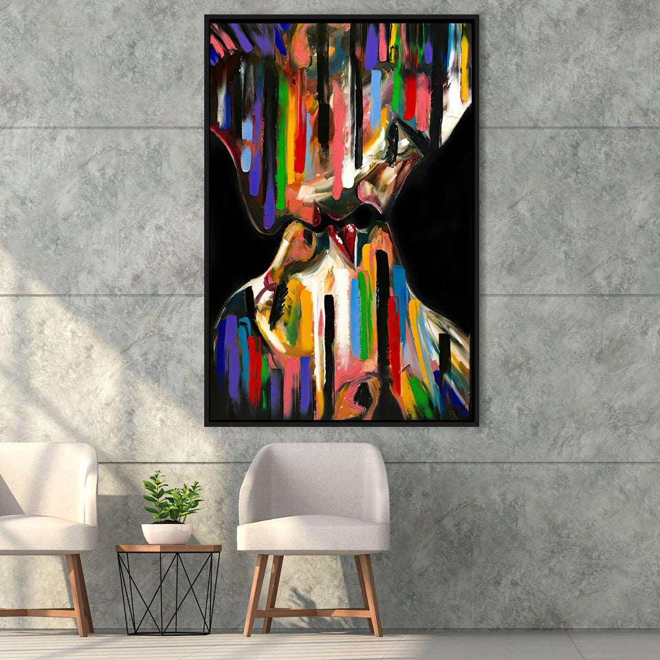 Kiss Colorful Framed Canvas Prints Wall Art - Painting Canvas, Floating Frame, Painting Prints, For Sale