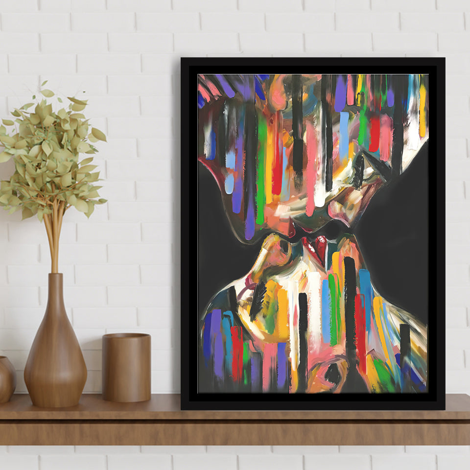 Kiss Colorful Framed Canvas Prints Wall Art - Painting Canvas, Floating Frame, Painting Prints, For Sale