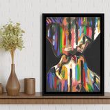 Kiss Colorful Framed Canvas Prints Wall Art - Painting Canvas, Floating Frame, Painting Prints, For Sale