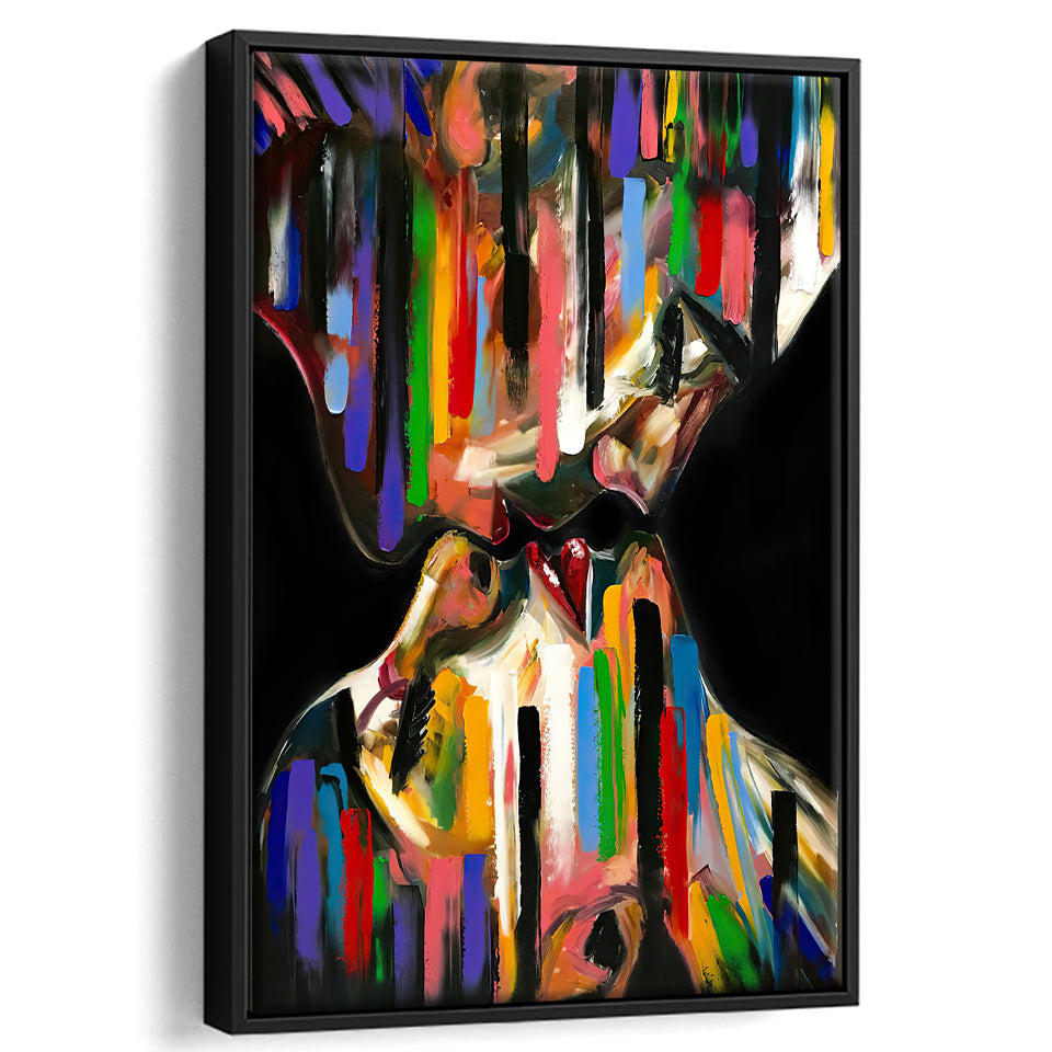 Kiss Colorful Framed Canvas Prints Wall Art - Painting Canvas, Floating Frame, Painting Prints, For Sale