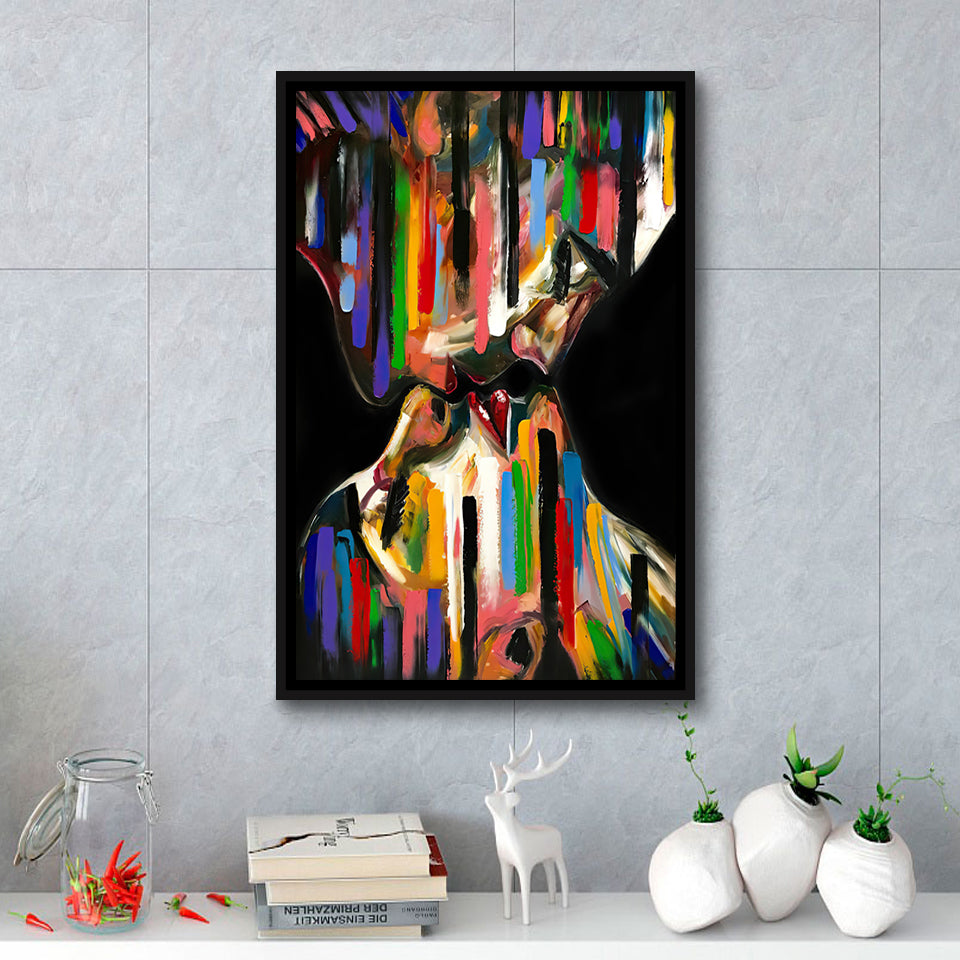 Kiss Colorful Framed Canvas Prints Wall Art - Painting Canvas, Floating Frame, Painting Prints, For Sale