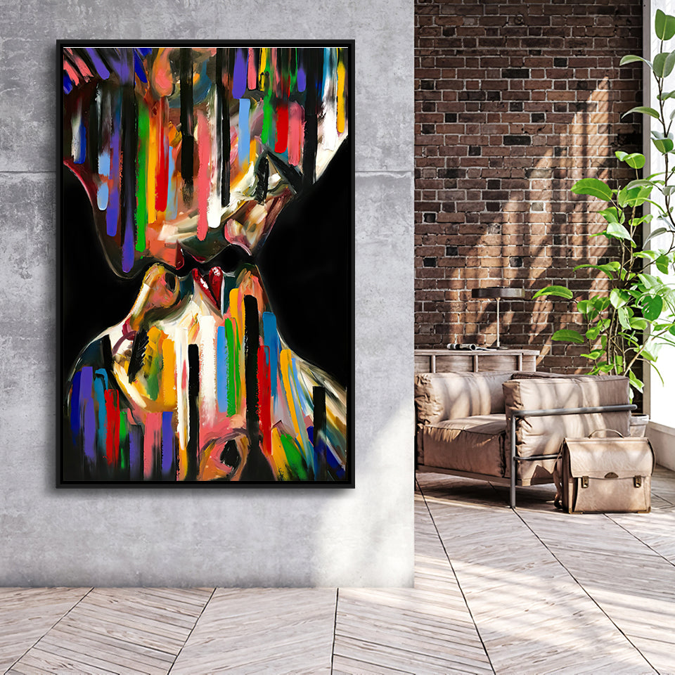Kiss Colorful Framed Canvas Prints Wall Art - Painting Canvas, Floating Frame, Painting Prints, For Sale