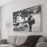 Kissing Kids Black And White Print, First Kiss Canvas Prints Wall Art Home Decor