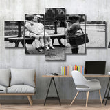 Kissing Kids Black And White Print, First Kiss 5 Panels, Canvas Prints Wall Art Decor, Large Canvas Art