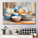 Kitchen Ceramics Wall Art, Pots And Plates Print, Kitchen Decor Canvas Prints Wall Art, Home Living Room Decor, Large Canvas
