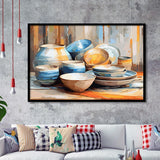 Kitchen Ceramics Wall Art, Pots And Plates Print, Kitchen Decor Framed Art Prints Wall Decor, Framed Picture, Large Art Prints