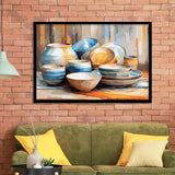 Kitchen Ceramics Wall Art, Pots And Plates Print, Kitchen Decor Framed Art Prints Wall Decor, Framed Picture, Large Art Prints