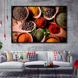 Kitchen Herbs Spices Framed Canvas Prints Wall Art Decor, Framed Picture, Floating Frame