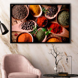 Kitchen Herbs Spices Framed Canvas Prints Wall Art Decor, Framed Picture, Floating Frame