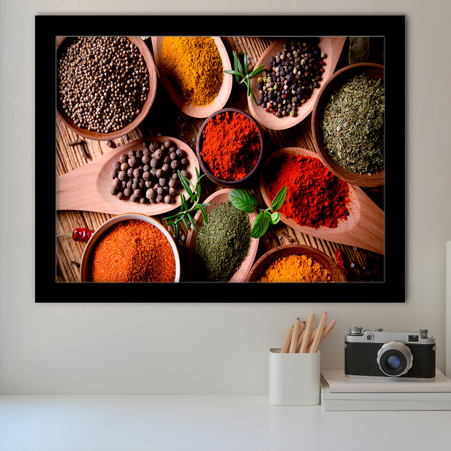 Kitchen Herbs Spices Framed Art Prints Wall Art Decor, Framed Picture, Home Decor