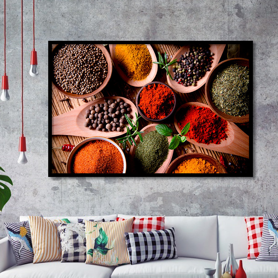 Kitchen Herbs Spices Framed Art Prints Wall Art Decor, Framed Picture, Home Decor