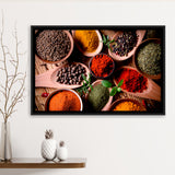 Kitchen Herbs Spices Framed Canvas Prints Wall Art Decor, Framed Picture, Floating Frame