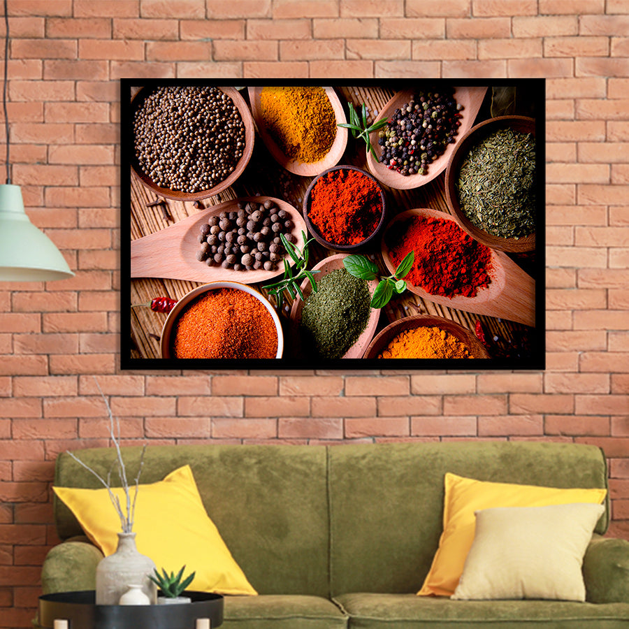Kitchen Herbs Spices Framed Art Prints Wall Art Decor, Framed Picture, Home Decor